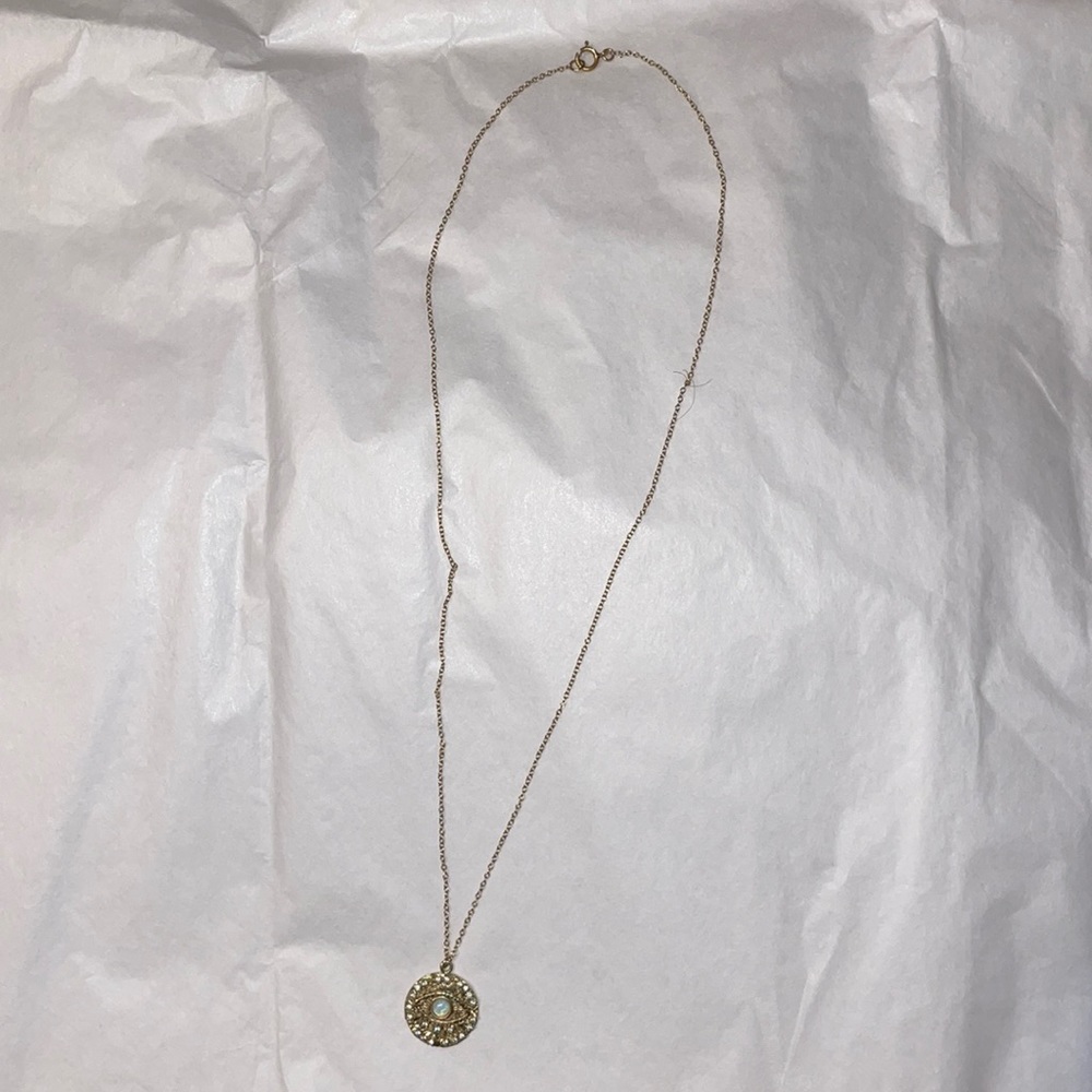 Gold filled dainty evil eye necklace